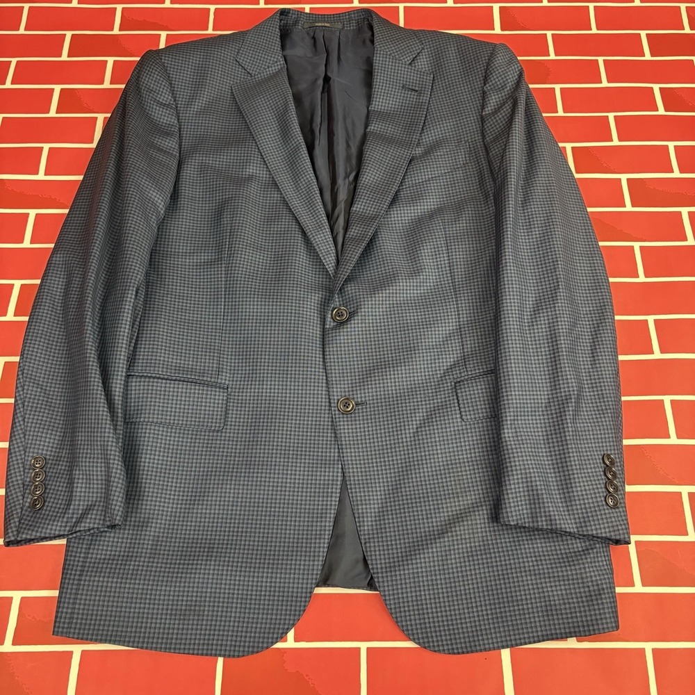 Ermenegildo Zegna Blazer Sport Coat Mens 46R Blue Check Wool Made In Italy